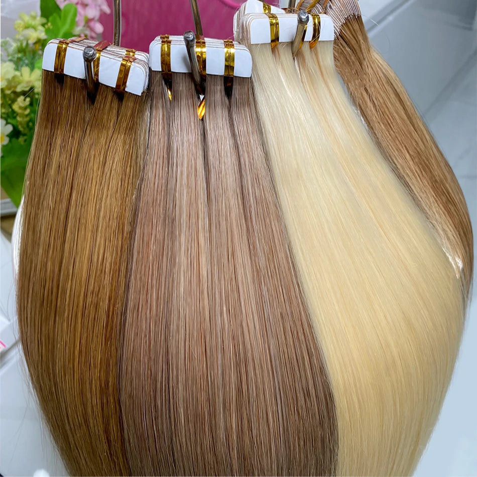 High Quality Tape Hair Extensions Full Ends Straight Hair 18-30 Inch Double Sided Adhesive Tape in Different Colors