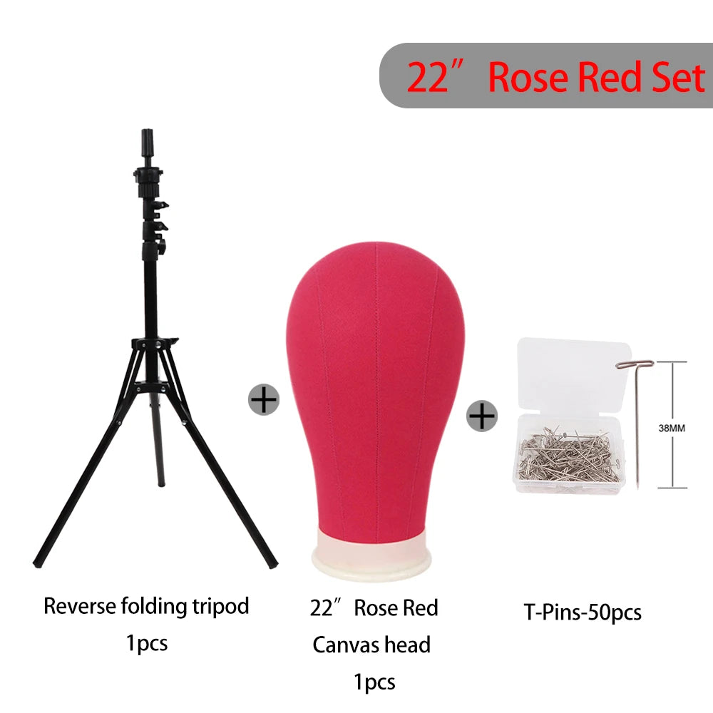 Foldable Wig Stand Tripod With 21-25Inch Canvas Head Black Male Bald Head Mannequin With Stand Wig Head Stand Tripod