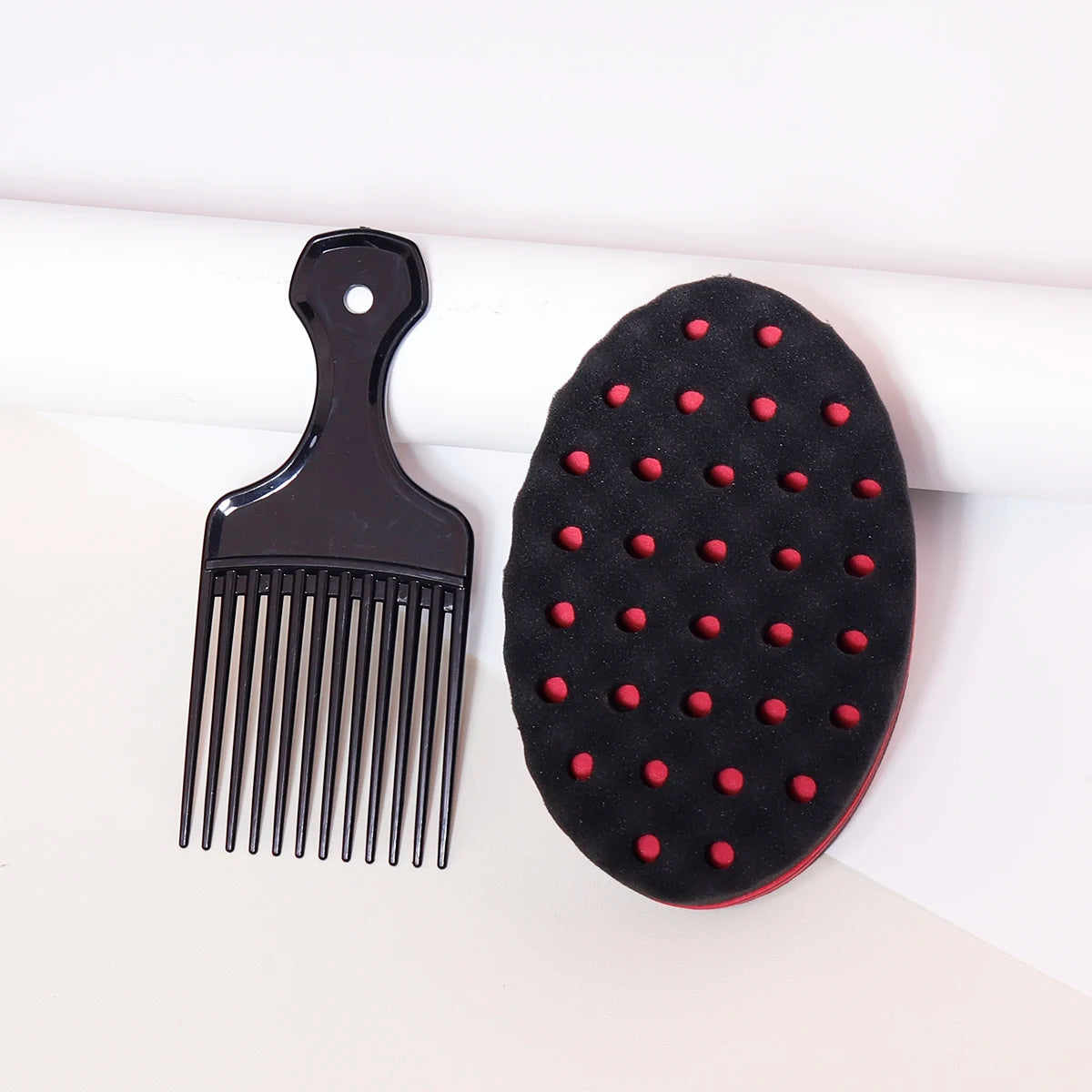 2pcs/Set of Wide Toothed Brush Combs Insertion Type Comb and African Style Sponge Brush
