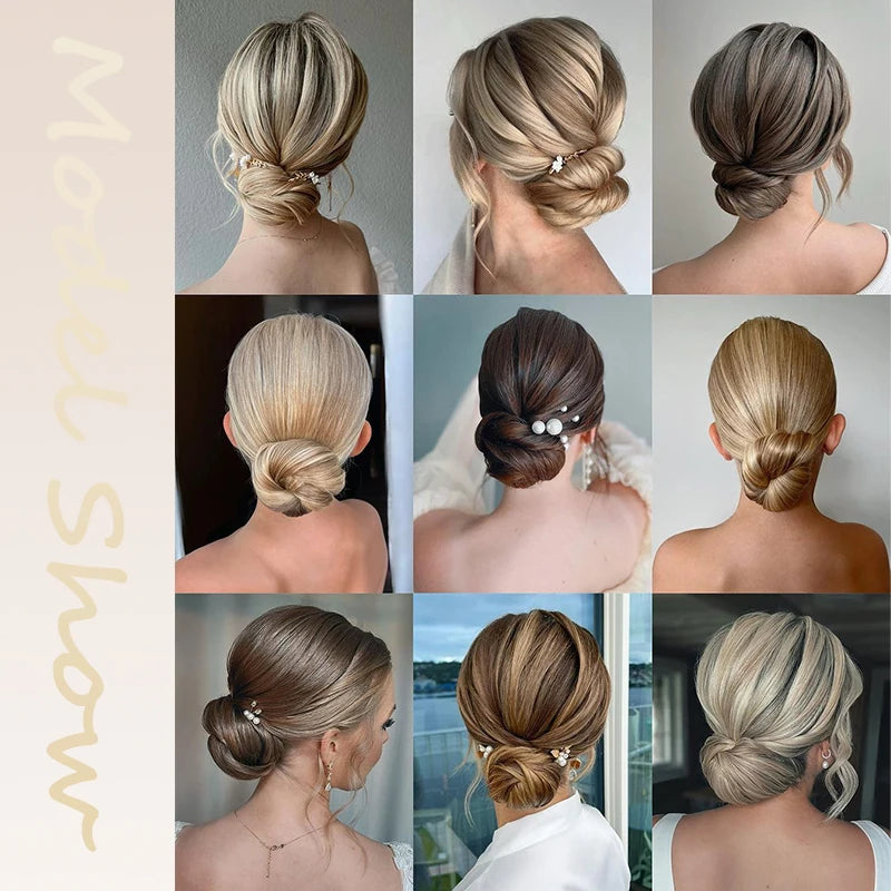 Synthetic Short Straight Hair Bun Chignon Hairpiece Ring Bun Hairstyle Heat-Resistant Easy to Wear Hair Accessories