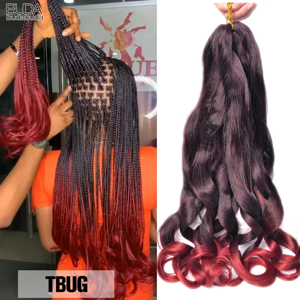 French Curls Braiding Hair Extensions - Synthetic Loose Wave Spiral Curl, High Temperature, Ombre Pre-Stretched