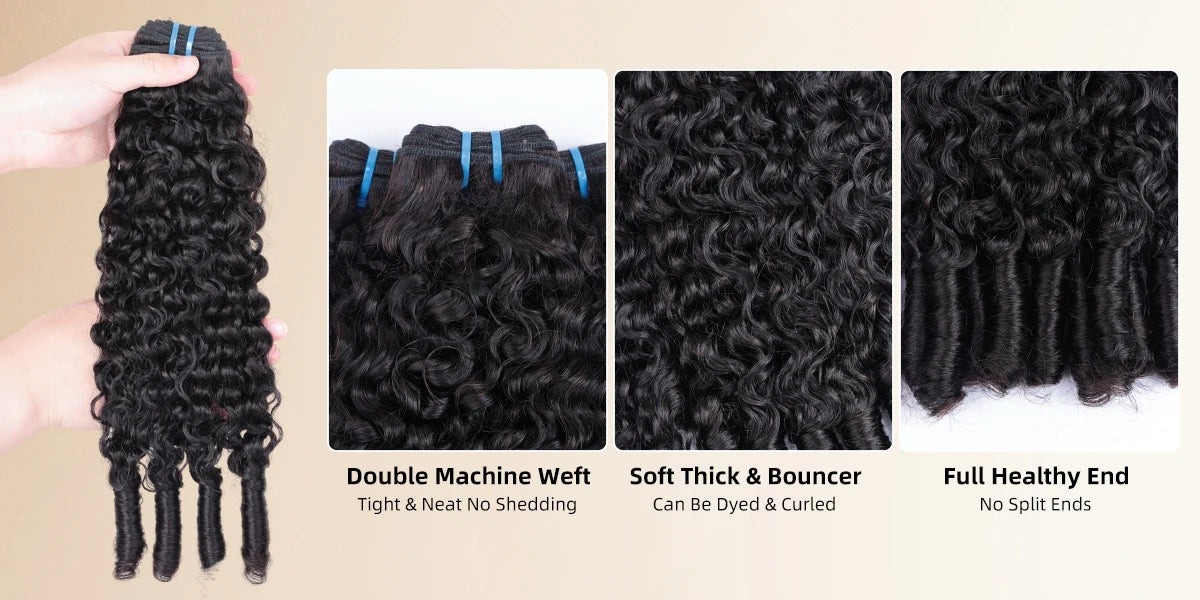 Burmese Curly Bundles, 100% Human Hair Virgin Weave Extensions Ends 1/3/ Natural