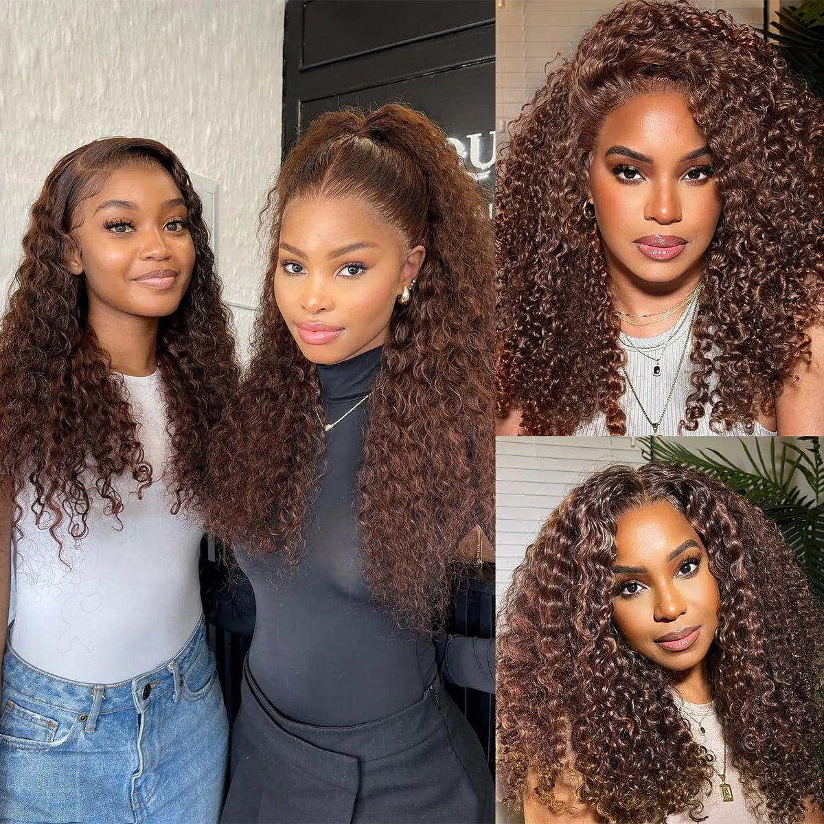 Chocolate Brown Deep Wave Human Hair Bundles Brazilian Extensions Water