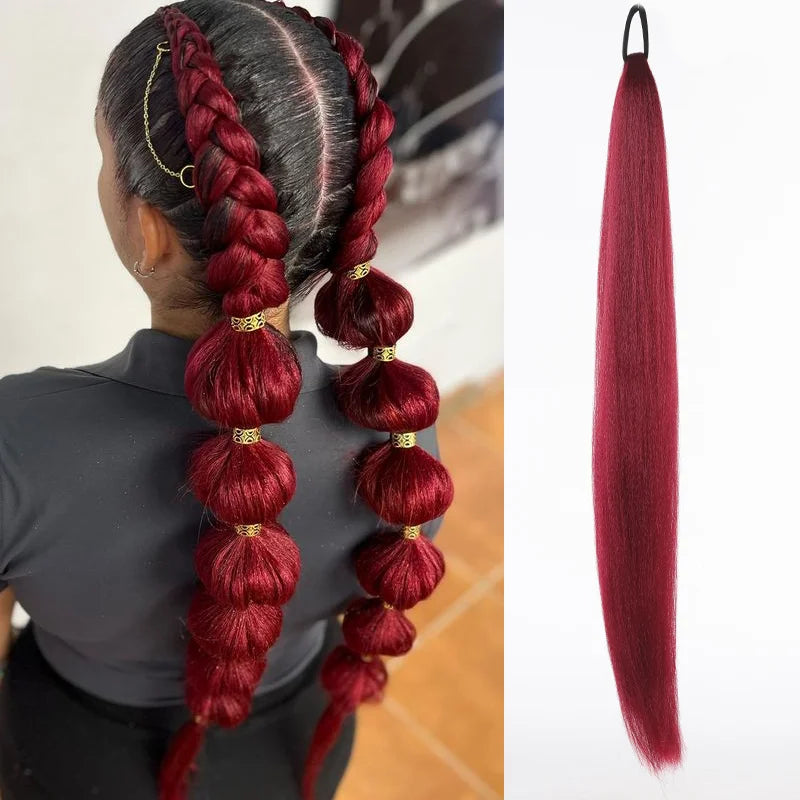 Synthetic Ponytail Extension Elastic Tie Hair Band 26" Long Straight Colored Braiding