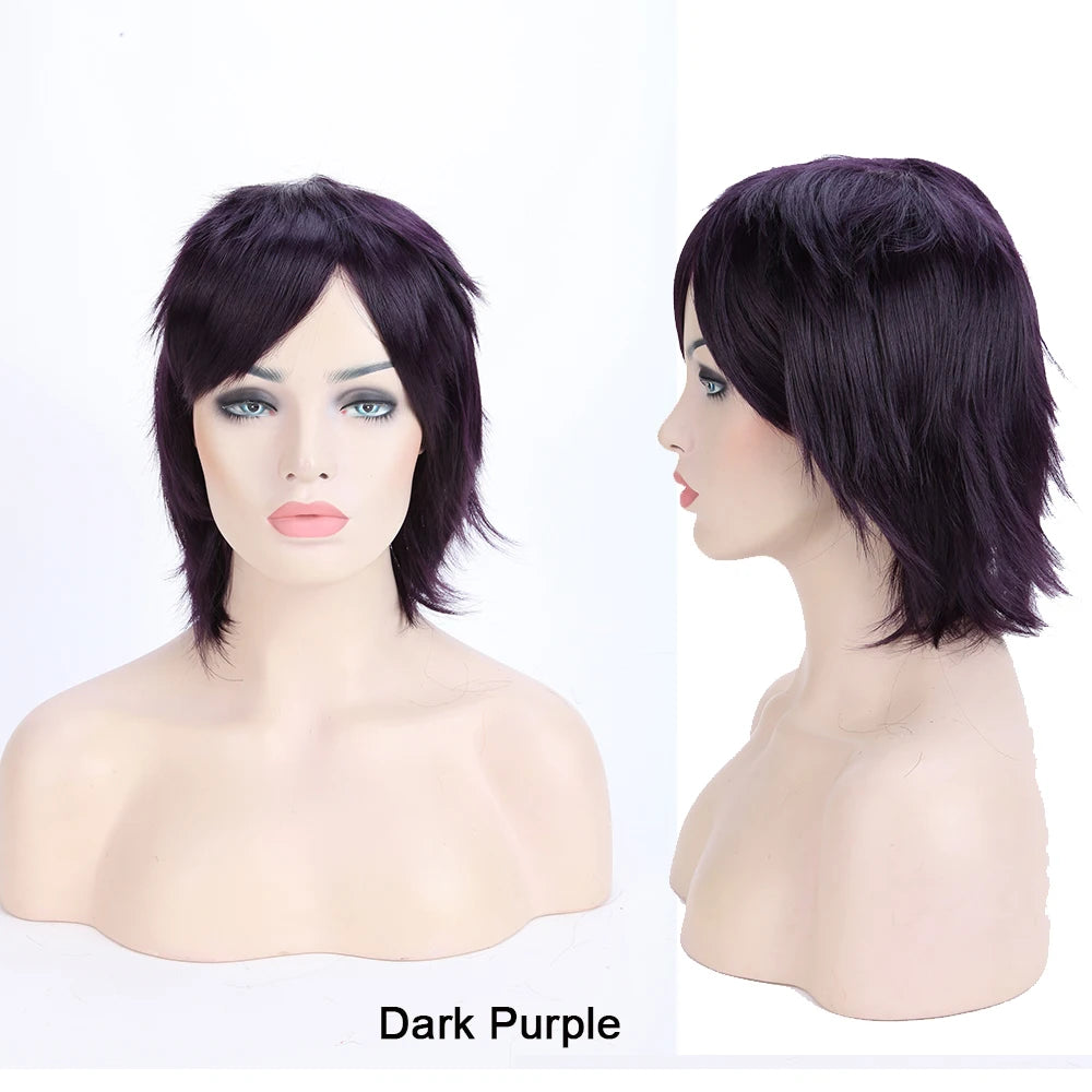 Synthetic Wig Cosplay White Red Green Blue Pink Yellow Hair Short Layer