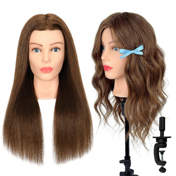 Mannequin Head with 100% Real Human Hair for Cosmetology Hairstyle Practice