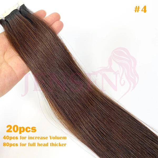 Mini Tape In Hair Extensions 100% Remy Natural Human Hair 16"-26" Inch Straight Seamless PU Skin Weft Tape Ins For Salon