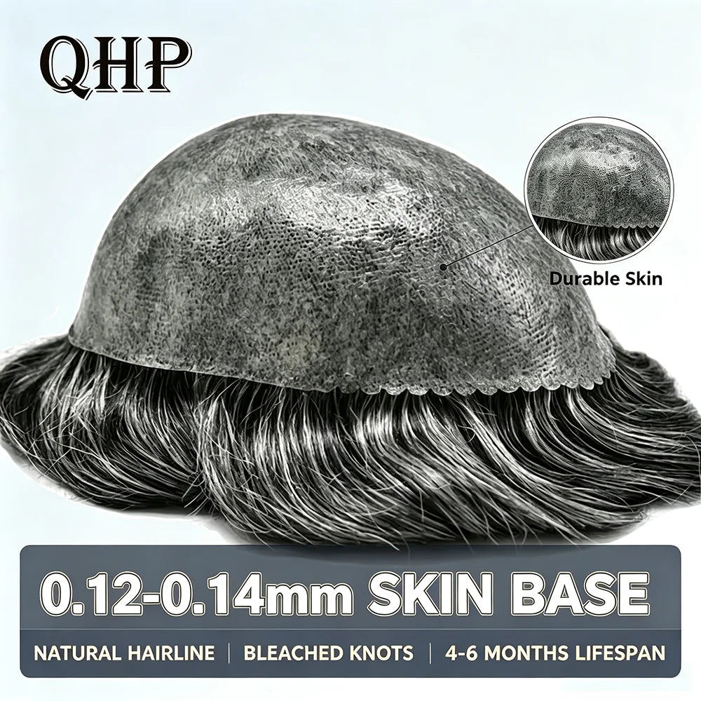 Men's Capillary Prosthesis Skin Knot Toupee Invisible Wig Human Hair Natural Replacement