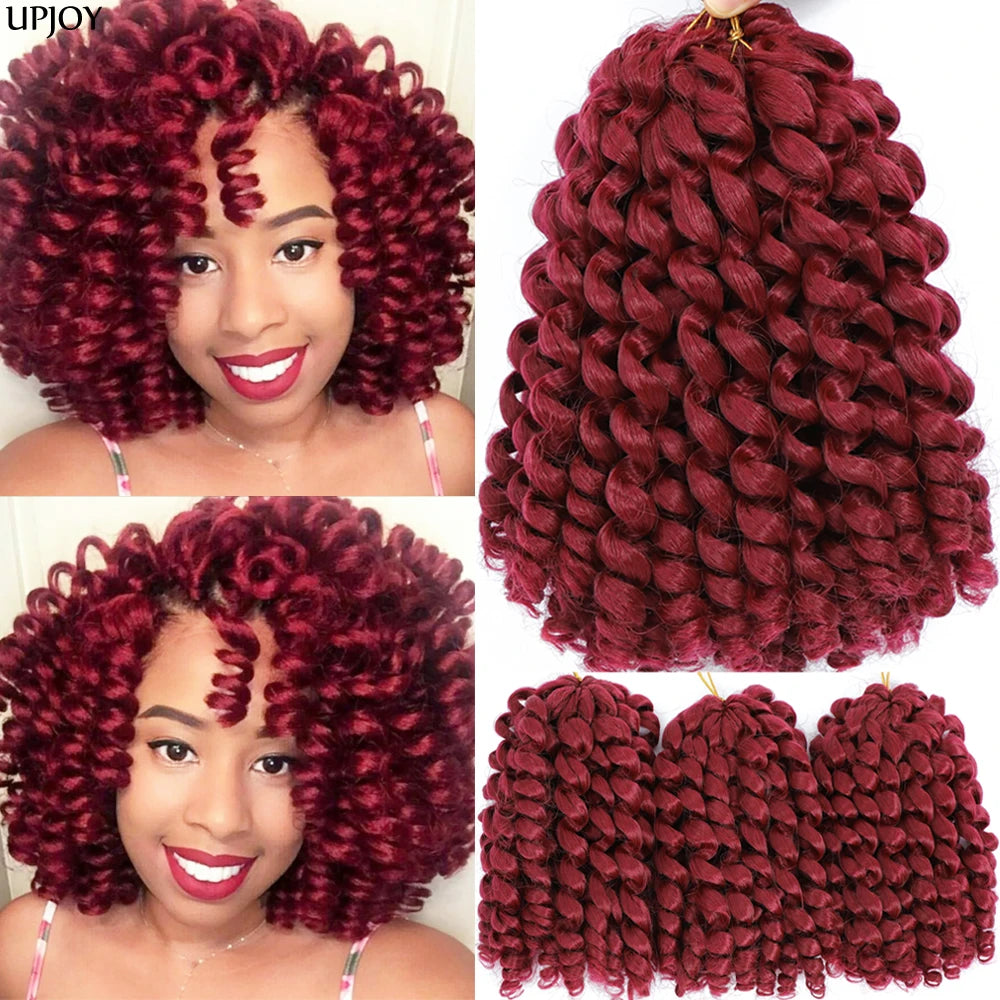 Jamaican Bounce Crochet Hair Jumpy Wand Curl Synthetic Braiding Extensions Ombre Brown