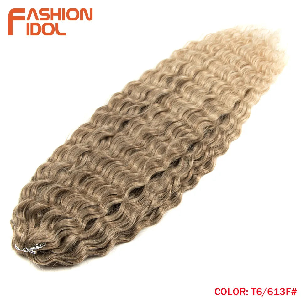 Synthetic Twist Crochet Curly Hair Water Wave Braid Ombre Blonde Brown Deep