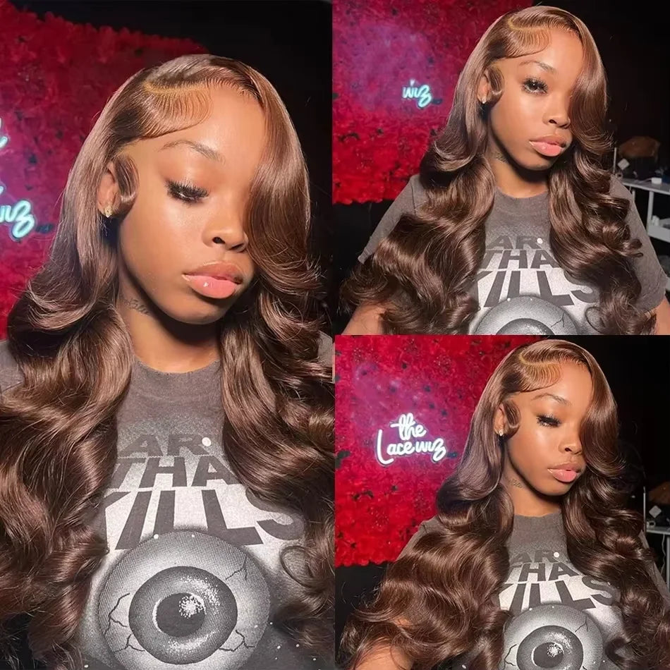 Chocolate Brown Colored Body Wave Human Hair Bundles 4x4/5x5/13x4 Closure Frontal Remy