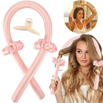 4Pcs Heatless Curling Rod Headband, Styling Kit with Hair Clip，Ribbon Rollers，