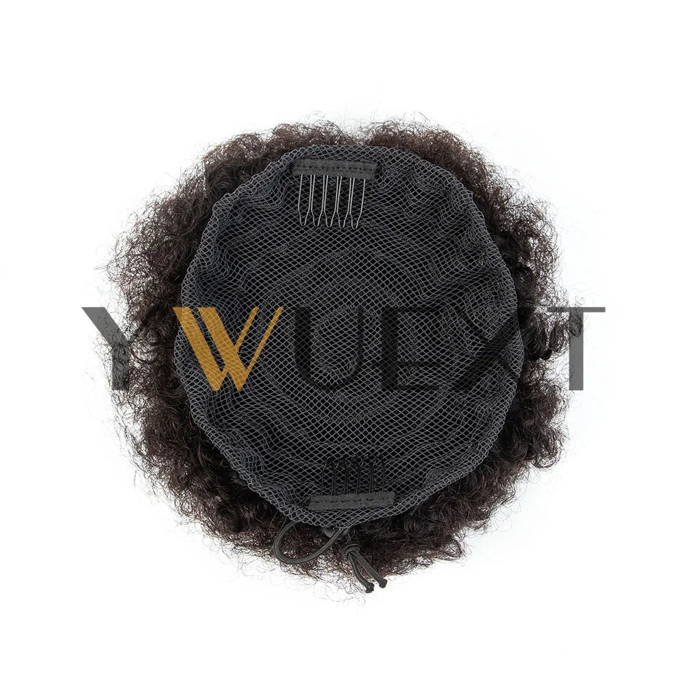 Afro Puff Ponytail 4-6 Human Hair Extensions Clip On Kinky Drawstring Curly
