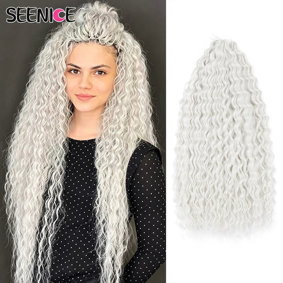 African Curls Synthetic Water Wave Twist Crochet Braiding Hair, Afro Curl, Ombre Blonde Pink Deep Wave