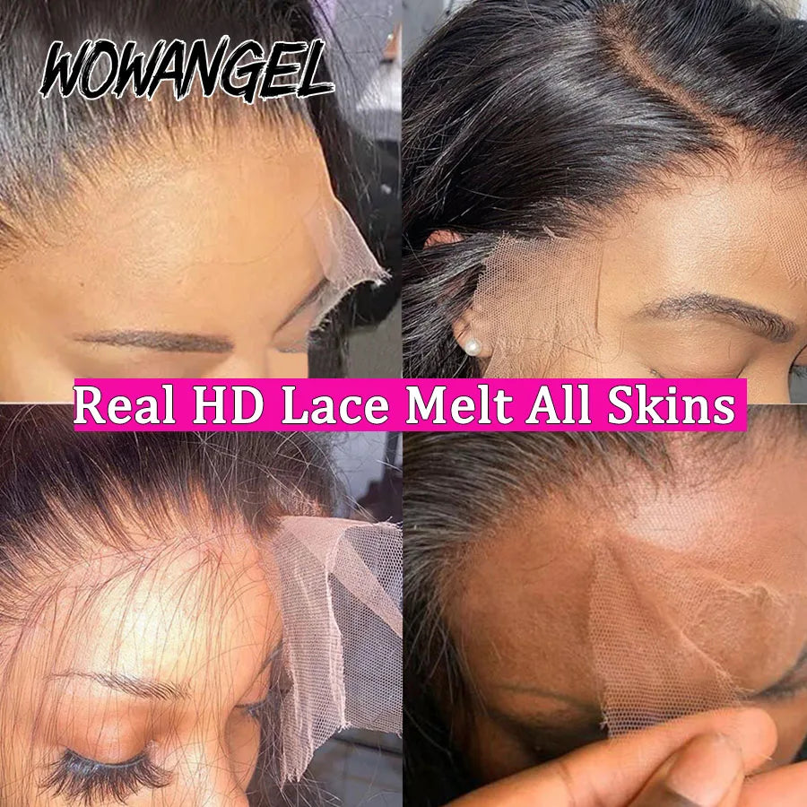 13x6 HD Lace Frontal Bundles Human Hair Closure Melt Skins Brazilian Straight