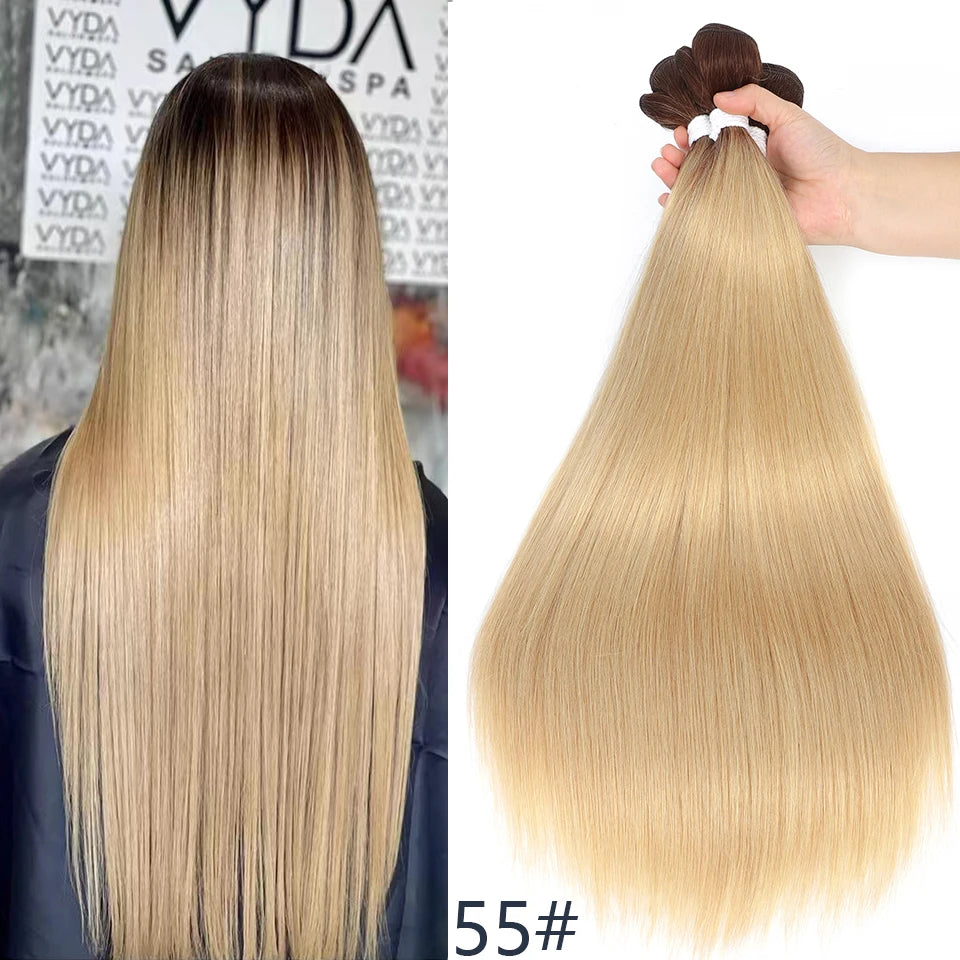 Orange Bone Straight Hair Bundles 24-32 Natural Weaving Bio Synthetic Bug Fancy