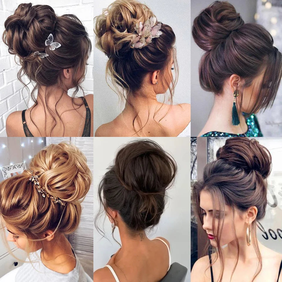 Synthetic Hair Bun Claw Clip in Chignon Piece Curly Messy Ponytail Extensions