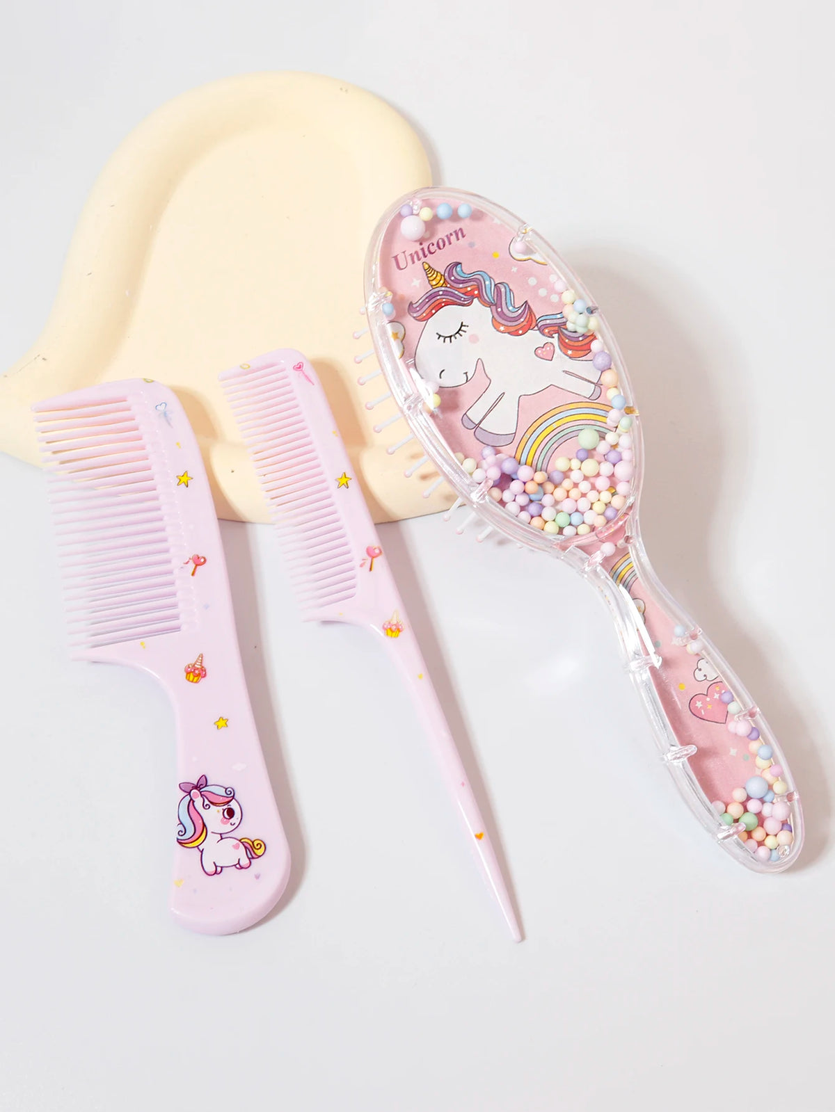 3pcs cartoon Comb Set, Wet and Dry Dual-Use, Hair Styling, Suitable for Any Hair Texture, Gift Set