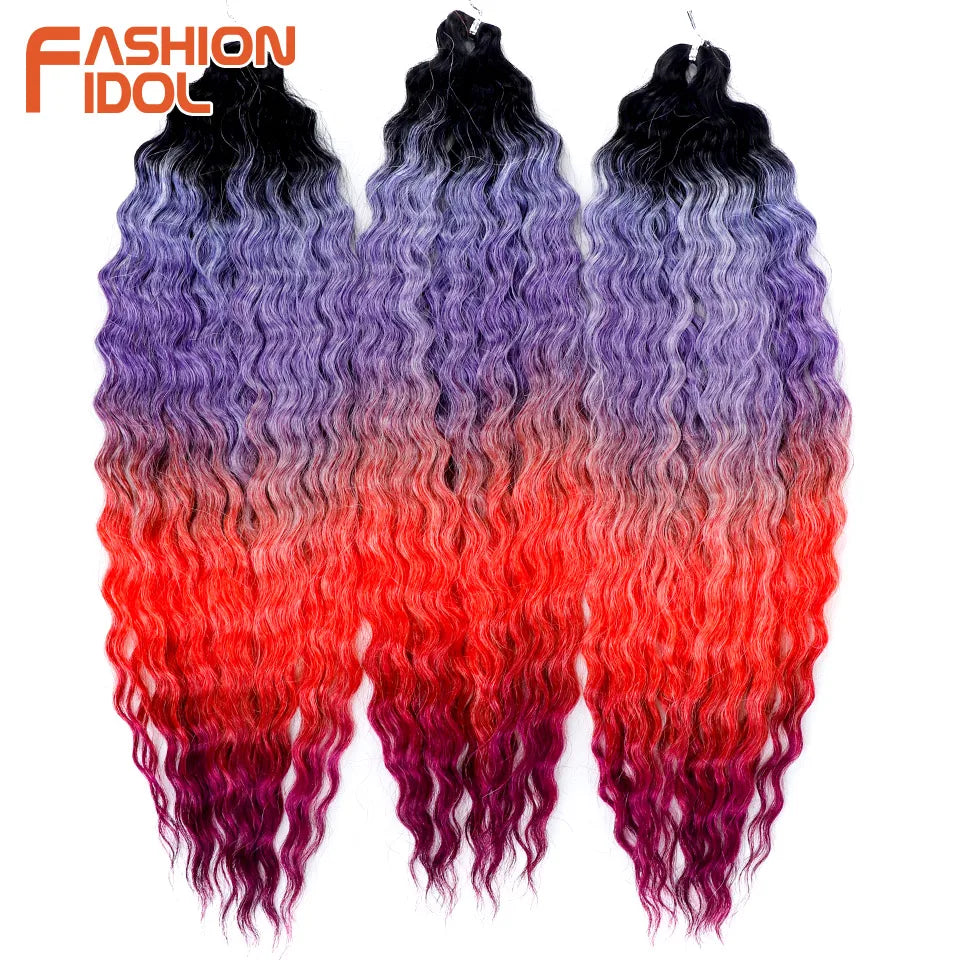 Synthetic Twist Crochet Curly Hair Water Wave Braid Ombre Blonde Brown Deep