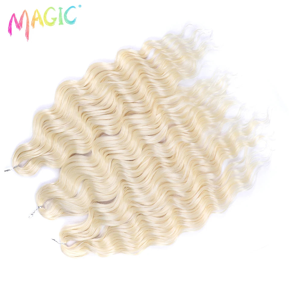 Water Wave Braiding Hair Extensions Ombre Blonde Deep Afro Curl Twist Crochet