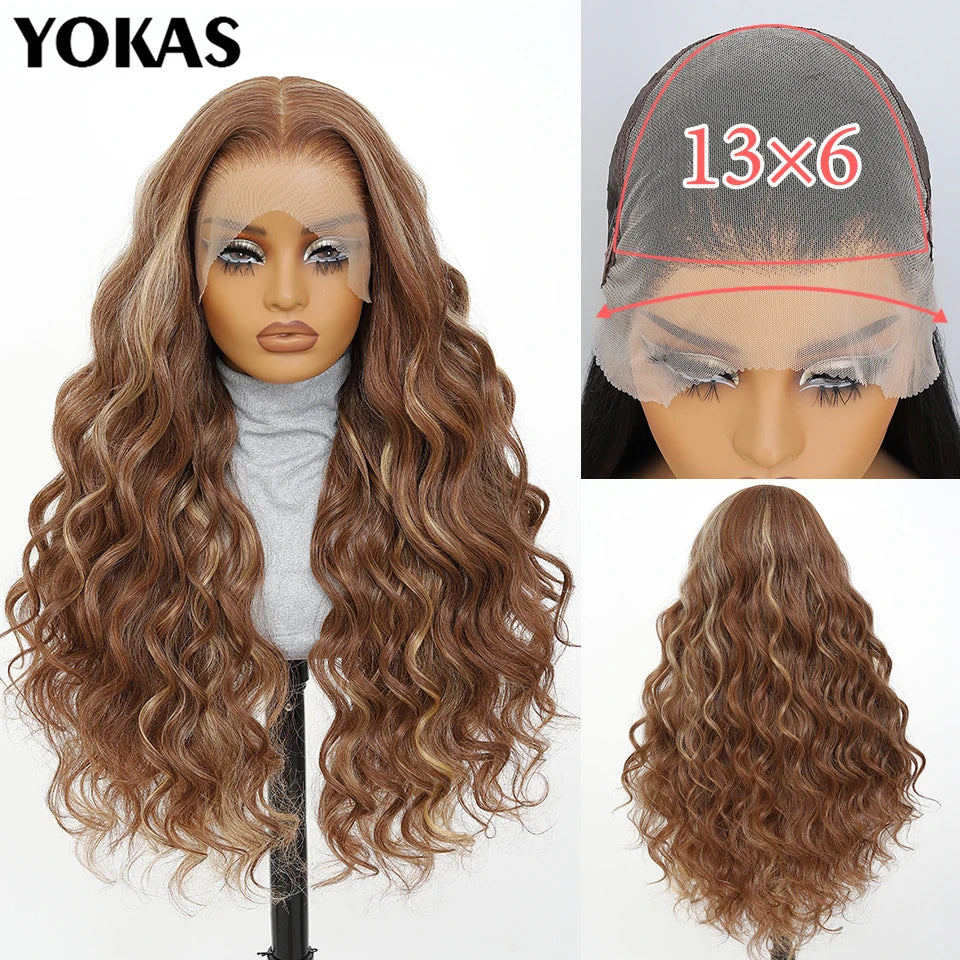 Synthetic Blend Lace Wigs Body Wave, 13x6 HD Frontal Baby Hair African