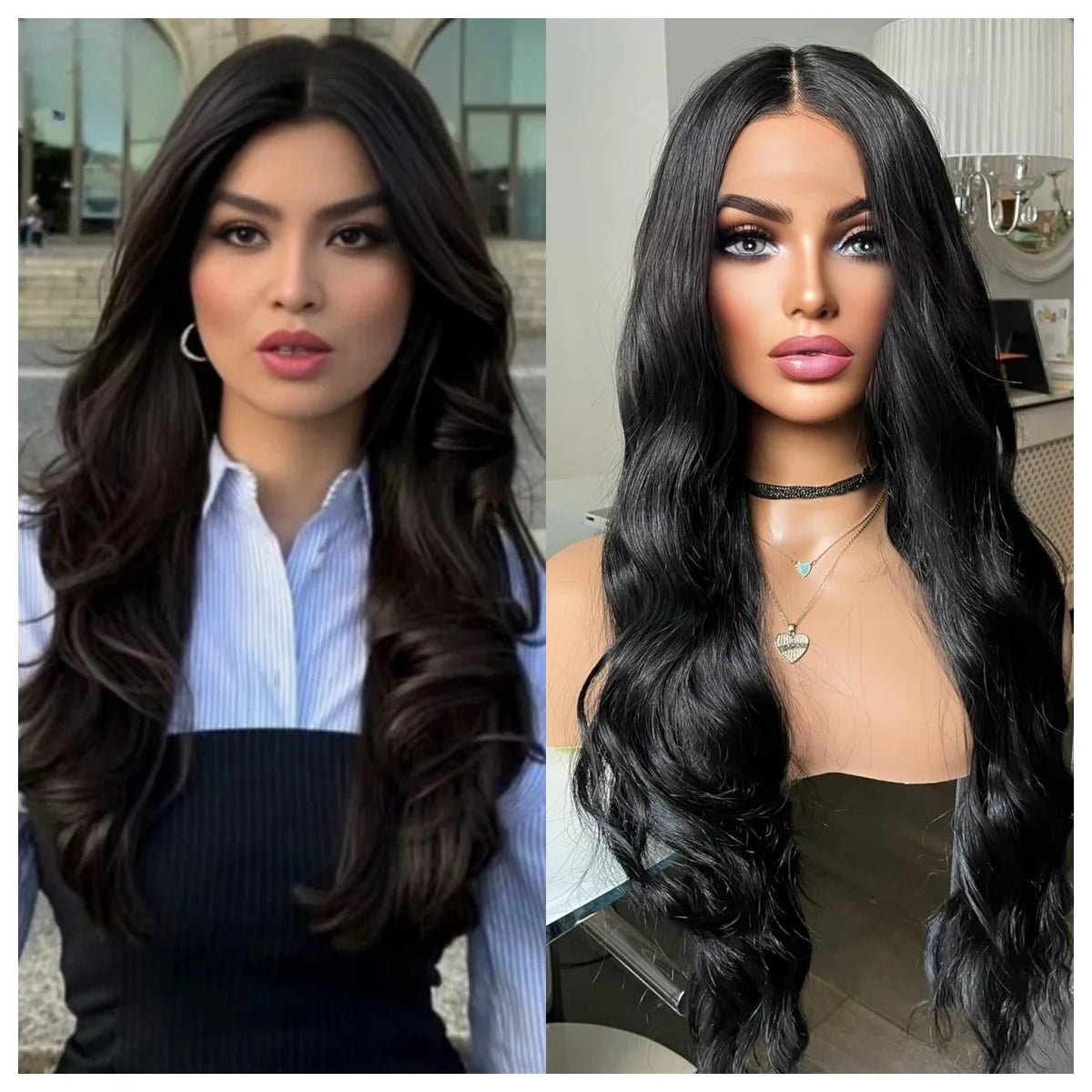 180% Density Brown Roots Ash Blonde Body Wave Lace Frontal Wig, 13x4, Ombre, Synthetic Blend