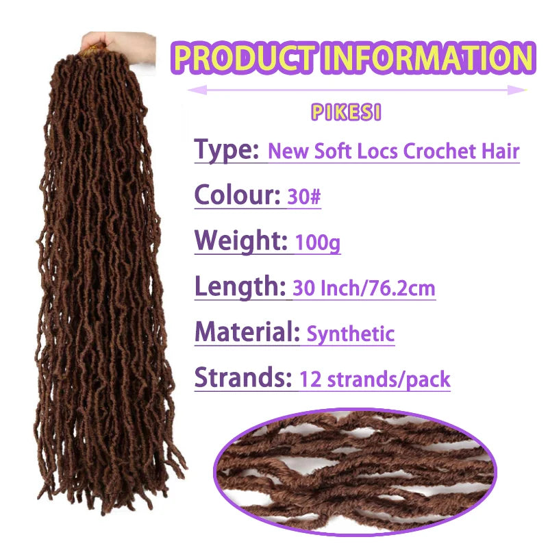 Brown Soft Synthetic Locs 30 Inch 7 Packs Faux Locs Color 30 Crochet Locs Hair Whole Strand No Extended Pre-looped Long Locs