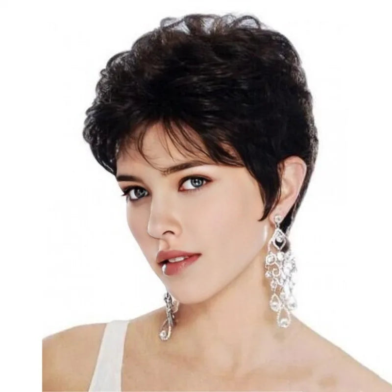 Wig Grandma Grey Short Curly Hair The Elderly Woven Synthetic Fiber Temperature