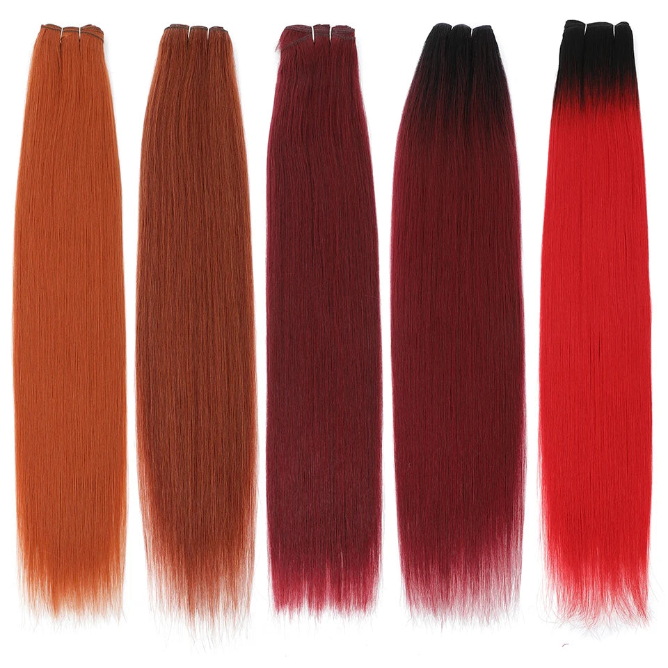 Orange Bone Straight Hair Bundles 24-32 Natural Weaving Bio Synthetic Bug Fancy