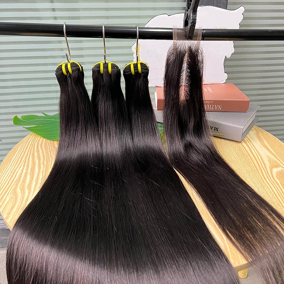 Straight Bundles 2x6 HD Invisible Lace Closure Human Hair Natural Color Vietnamese