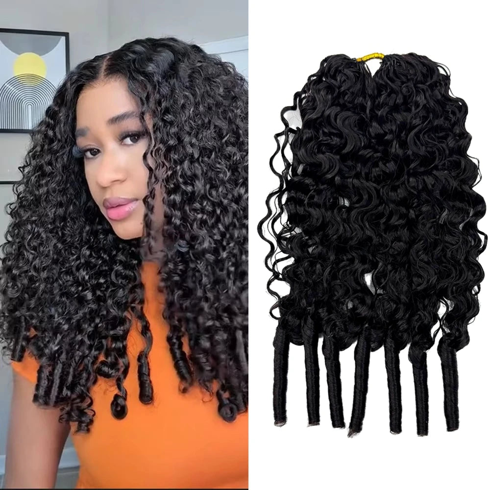 Burmese Curly Feather Crochet Human Hair Extensions Pre Looped Pre Separated Knotless Hair For Braiding