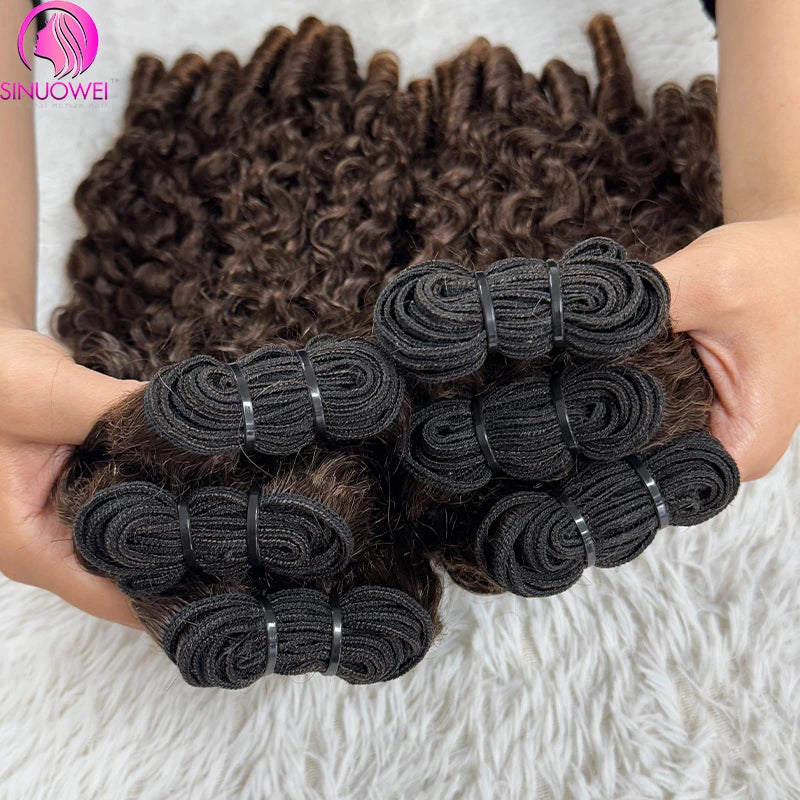 Chocolate Brown Burmese Curly Bundles with 13x4 Transparent Lace Frontal Closure