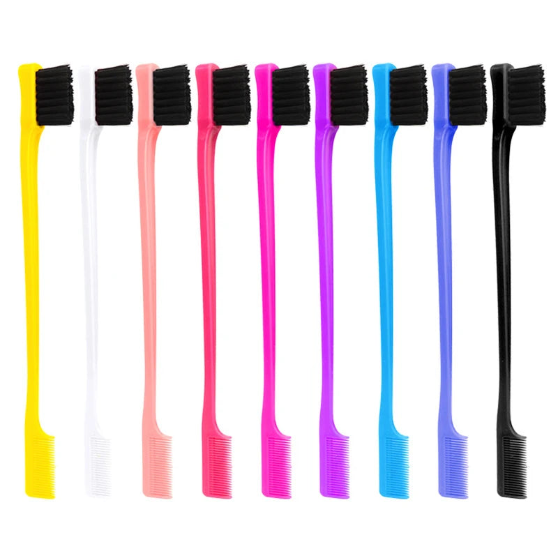 Hair Anti-static Edge Brush Comb 2-in-1 Double-sided Control Styling Tool Real Wigs