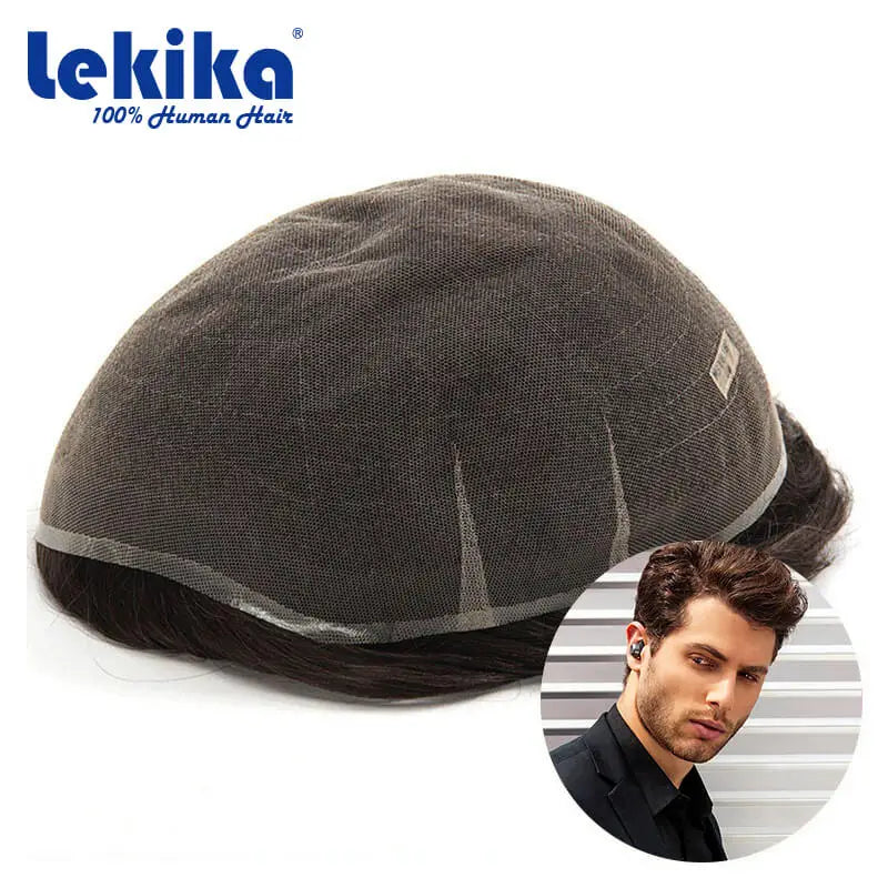 Swiss Lace Toupee Ultra Delicate AIR-Lace Male Hair Prosthesis Breathable 90 Density Hair Toupee Men Full Lace Men's Wig