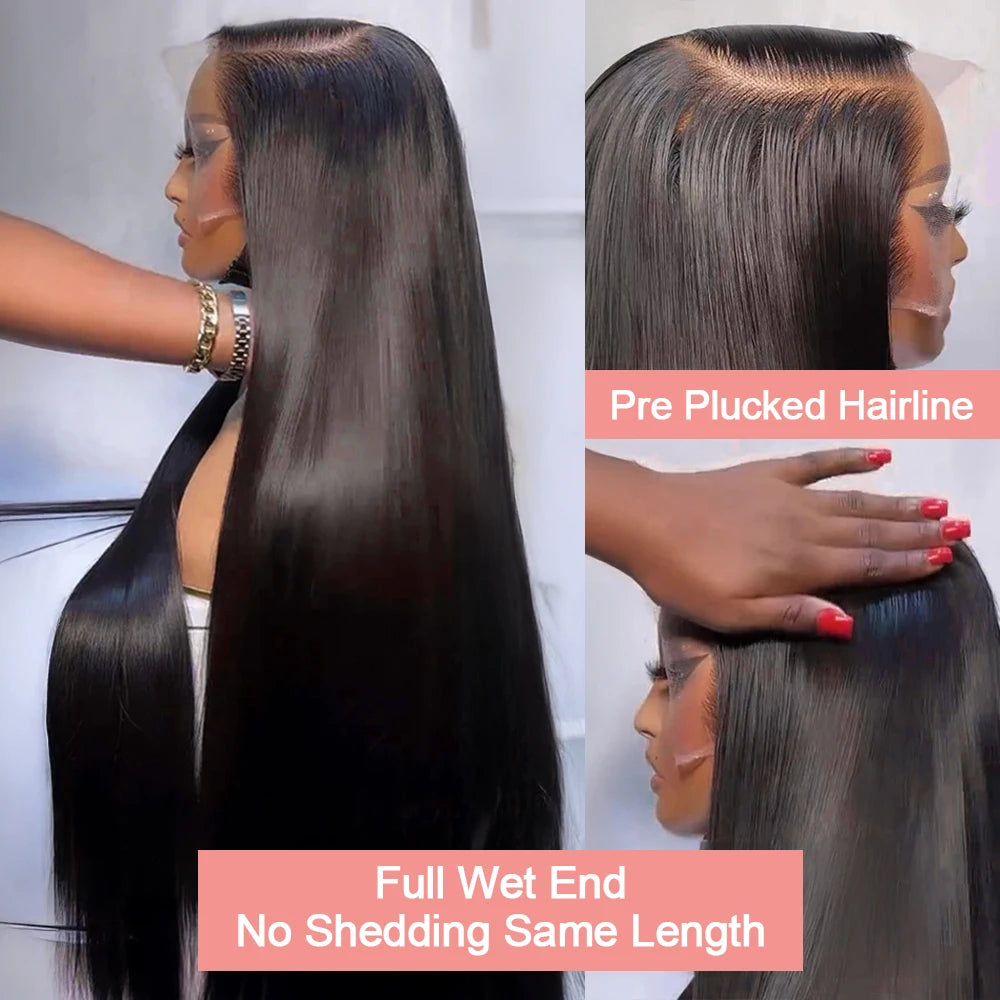 Virgin 13x4 Bone Straight HD Lace Frontal Wig Pre Plucked Transparent Density