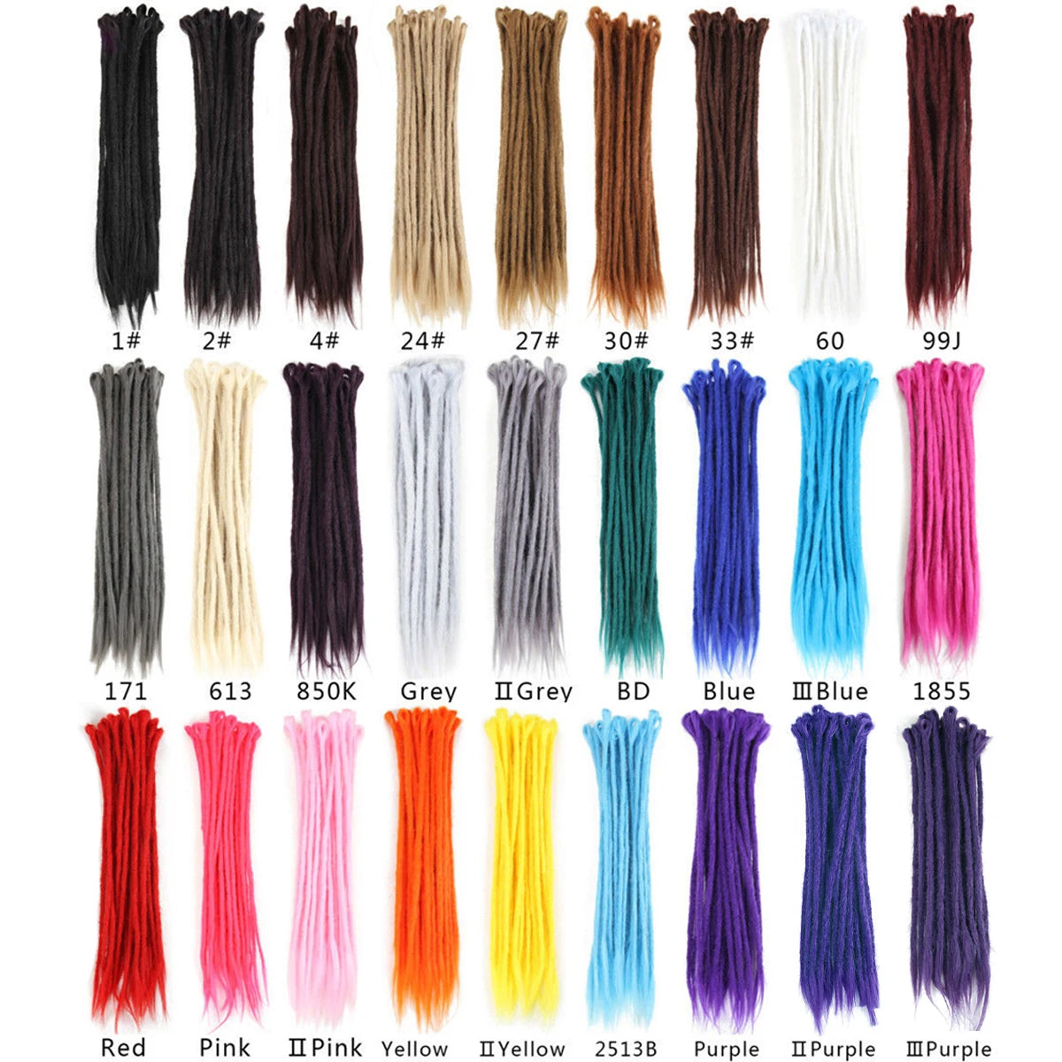 Synthetic 100% Handmade Dreadlocks Extensions Faux Locs Crochet Braid Hair Hip-Hop Style 20 Inch 10 Strands/Pack Blue