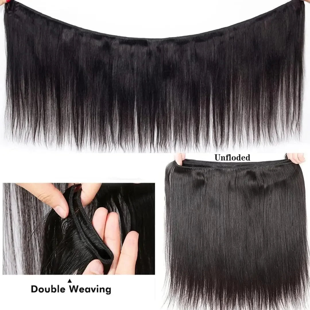 Straight Weave Human Hair Bundles Raw, 100% Natural Brazilian