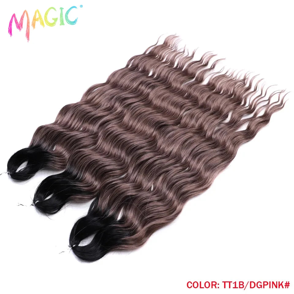 Water Wave Braiding Hair Extensions Ombre Blonde Deep Afro Curl Twist Crochet