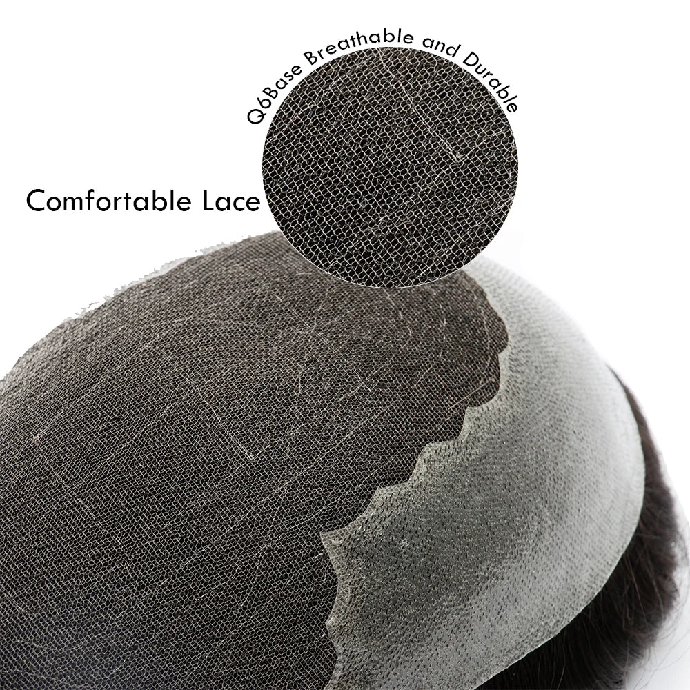 Lace Base Toupee Swiss Front PU Natural Hairline Wig Human Hair Prosthesis