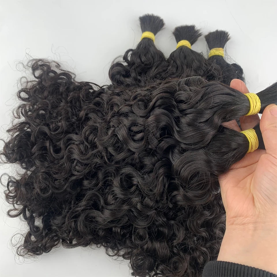 Italian Curly Bulk Human Hair Bundle No Weft Braiding, 100% Unprocessed Virgin