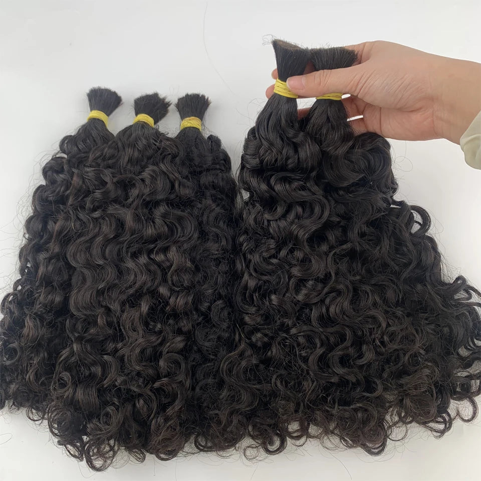 Italian Curly Bulk Human Hair Bundle No Weft Braiding, 100% Unprocessed Virgin