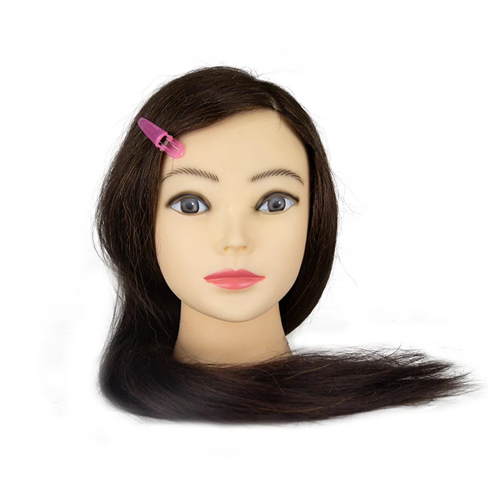 80% Real Hair Doll Head Hairstyle Professional Training Mannequin Styling To Practice