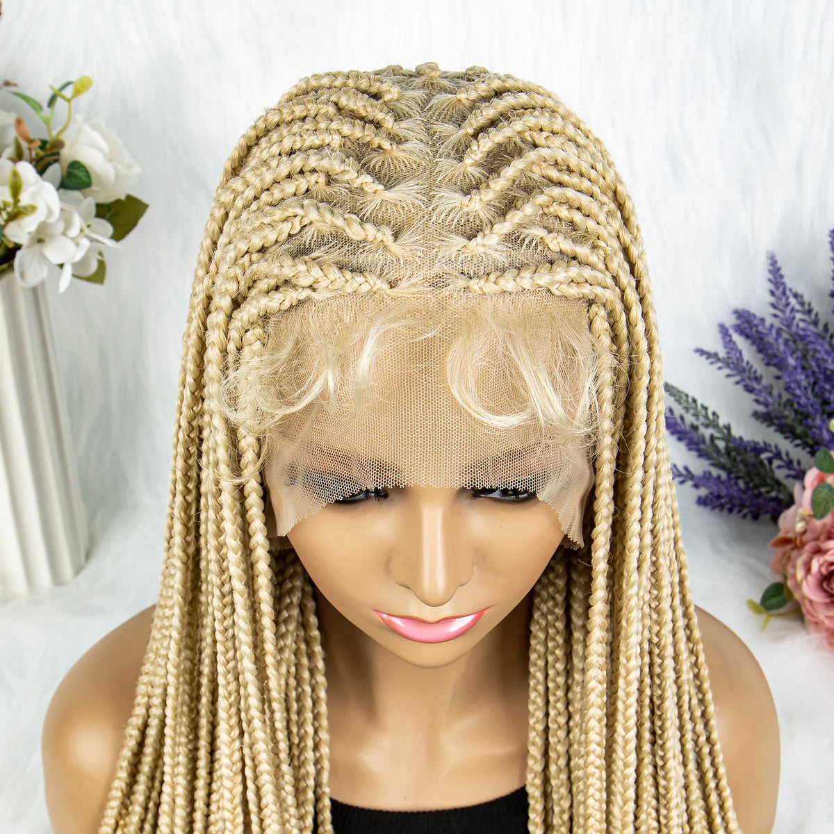 Synthetic Transparent HD Full Lace Braided Wigs Crochet Braid Braiding Hair Knotless
