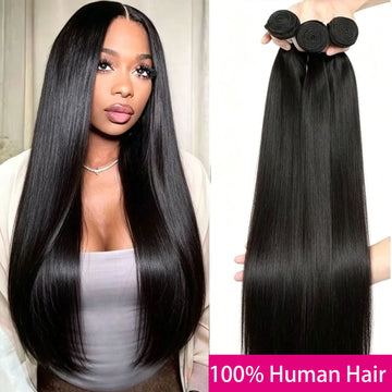 Straight Weave Human Hair Bundles Raw, 100% Natural Brazilian