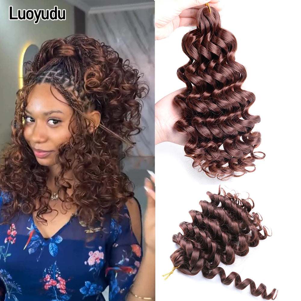 12inch Synthetic Italian Curls Braids Hair Crochet Loose Extensions Boho Deep Wave
