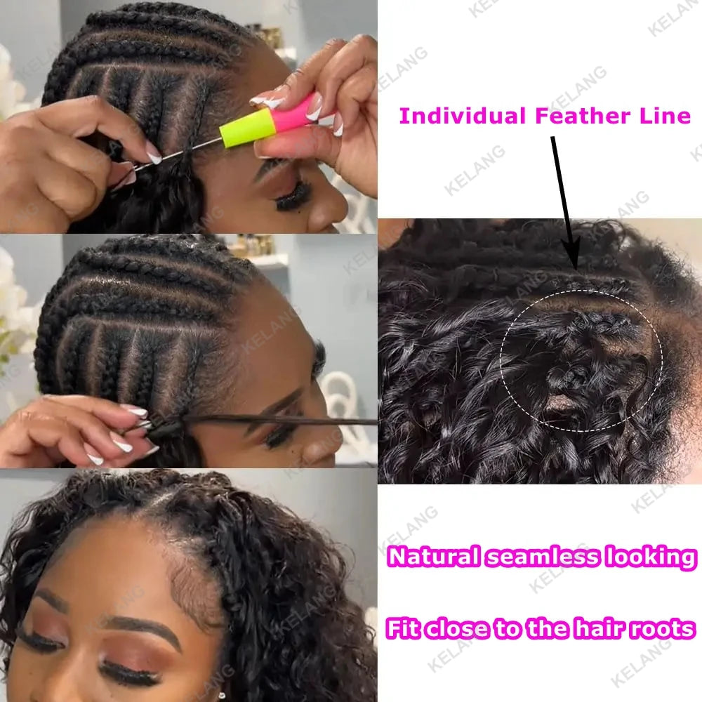 Crochet Human Hair Knotless Preseparated Tight Kinky Curly Deep String Prelooped Feather