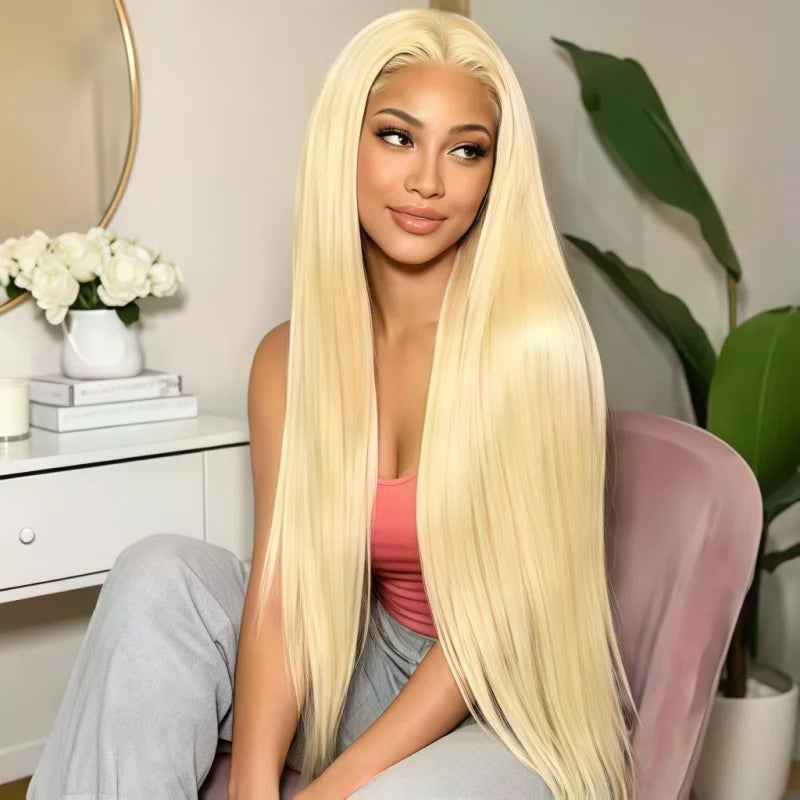 250% Density 613 Blonde Bone Straight Human Hair Wig, 13x4 & HD