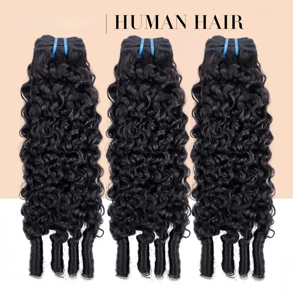 12A Burmese Curly Human Hair Bundles Water Wave Virgin Weave Extensions Ends