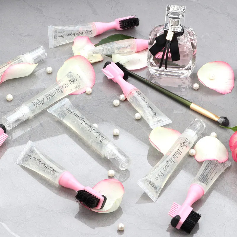 Baby Hair Edges Pro Brush Gel Squeeze Tube 10Ml Refill Gel Replacement Tube 20Ml, Professional Edge Control Brush And Gel 3 In 1