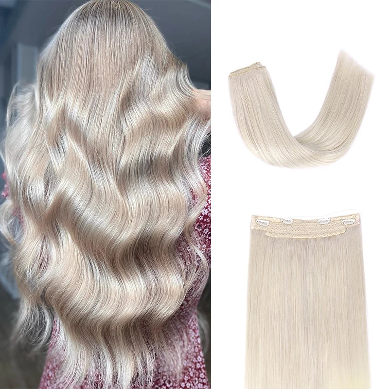 Wire in Hair Extensions Real Human Balayage Dark Brown To Chestnut Invisible